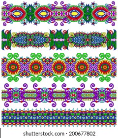 collection of seamless ornamental floral stripes