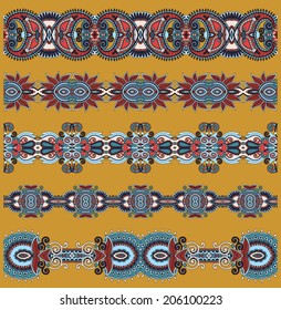 collection of seamless ornamental floral stripes