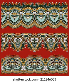collection of seamless ornamental floral stripes