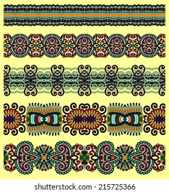 collection of seamless ornamental floral stripes, vector illustration
