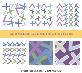 Collection of seamless ornamental geometric curve patterns asymmetric vintage design bundle . for clothes, fabric, cover, background and others

