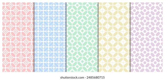 Collection of seamless ornamental patterns.
