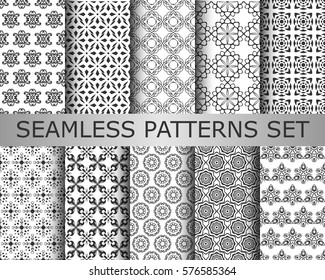 Collection of seamless ornamental patterns. Template for design