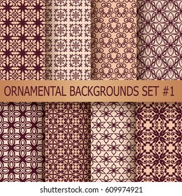 Collection of seamless ornamental patterns. Template for design