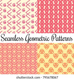 Collection of seamless ornamental yellow and organge patterns for st; Valentines' Day; wedding; celebration; Line art texture for wallpaper; card; invitation; banner; fabric print