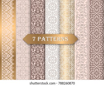 Collection of seamless ornametal patterns.