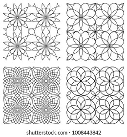 Collection of seamless ornametal patterns. Simple graphic design. Floral background. Geometric background