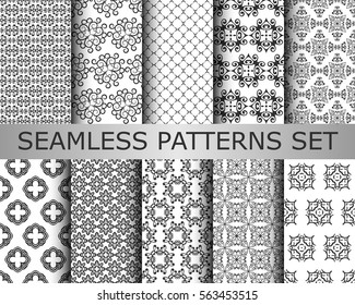 Collection of seamless ornametal patterns. Template for design