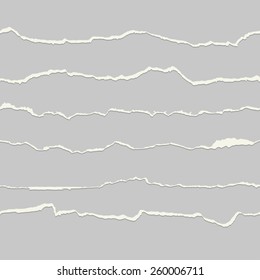 collection of seamless paper rips gray and white