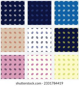 Collection of seamless pattern with abstract nut shape; horizontal rows of abstract beans shapes