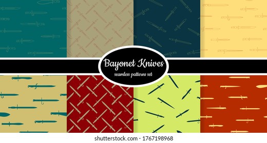 Colección de patrones sin fisuras con los Cuchillos de Bayonet diseñados para web, tela, papel y todas las impresiones 