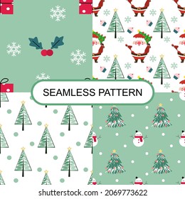 Collection seamless pattern of Christmas theme for wallpaper,paper gift,fabric,decorations.vector design.