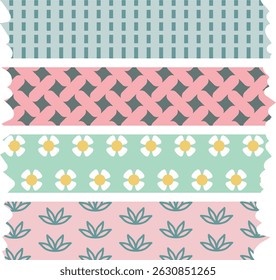 A collection of seamless pattern designs featuring pastel color schemes, including floral, polka dot, and geometric motifs. Perfect for children's products, scrapbooking, textile prints