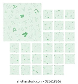 collection of the seamless pattern with different letters A - Z