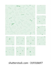 collection of the seamless pattern with different numbers 0 - 9