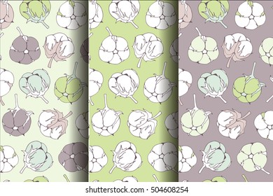 Collection seamless pattern with flower cotton.