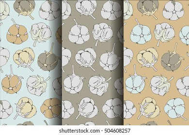Collection seamless pattern with flower cotton.