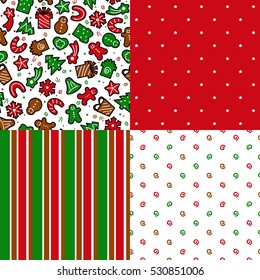Collection seamless pattern merry christmas with ginger pastry