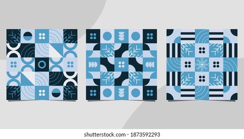 Collection of seamless pattern with Neo Geo design and winter theme