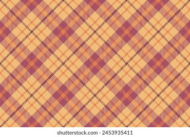 Collection seamless pattern plaid, printout textile check fabric. Scenery vector tartan background texture in orange and red color.