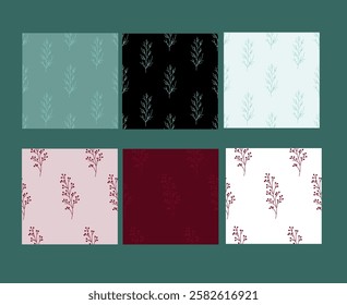 Collection seamless pattern. Set of flowers. Herbs. For wallpaper, botany pattern, packaging design