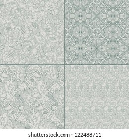 Collection of seamless patterned backgrounds.Two-tone design