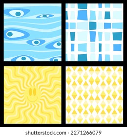 Collection of seamless patterns in 60s,70s,80s style, geometric, abstract backgrounds.Stylish, trendy textures collection