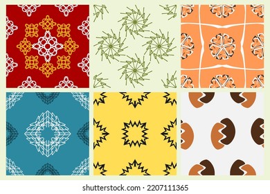 A collection of seamless patterns with abstract themes and high artistic value. Suitable for use on fabrics, book covers, invitations, or walls of homes and offices