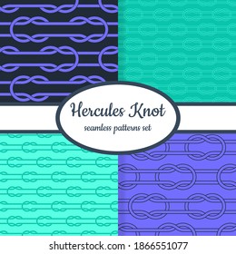 Collection of seamless patterns with ancient symbol Hercules knot designed for web, fabric, paper and all prints 