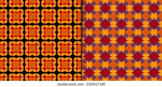 Collection seamless patterns with colorful ornament. Template for prints, textile, package, cover, greeting cards, wallpaper. All patterns in a swatch panel.