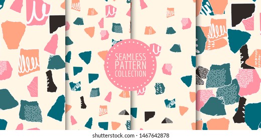 Collection of seamless patterns with different shapes and textures