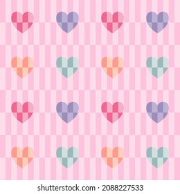 Colección de patrones sin soldadura corazones en tonos pastel vintage diseñados al estilo doodle para envolver papel, patrones de tela, patrones de almohada, tarjeta, papel digital, fondo, valentinas decoración 