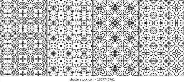 Collection of seamless patterns with lines. white and black background. Minimalistic repeating pattern. Great design for fabric, textile, cover, wrapping paper, banner idea, etc.  Eps10 vector.