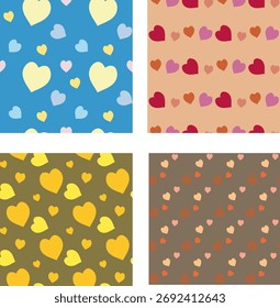 Colección con patrones sin costuras con corazones encantadores. Imagen de Vector.