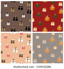 Collection of seamless patterns. Merry Christmas and Happy New Year! Set of seamless backgrounds.