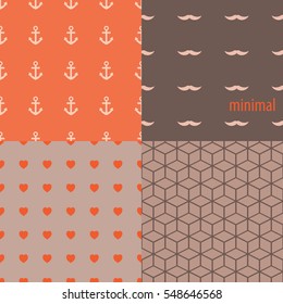 Collection of seamless patterns. Minimal.