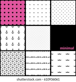 Collection of seamless patterns. Minimal.