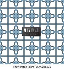 Collection of seamless patterns.
Minimalistic style. Blue and white colour. Vector illustation