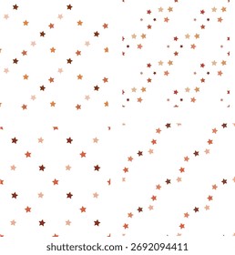 Collection with seamless patterns with orange stars on white background. Vector image.