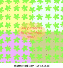 Collection of seamless patterns. Set of seamless patterns from chestnut leaves. Vector illustration. 