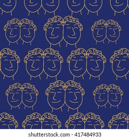 Collection of seamless patterns. Signs of the zodiac. Gemini. Isolated outline vector EPS10.Astrology.