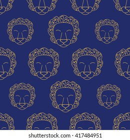 Collection of seamless patterns. Signs of the zodiac. leo. Isolated outline vector EPS10.Astrology.