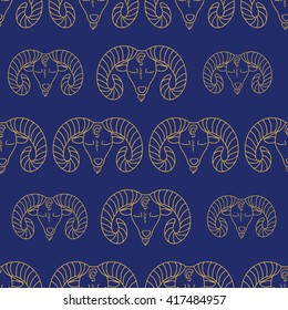 Collection of seamless patterns. Signs of the zodiac. Aries. Isolated outline vector EPS10.Astrology.