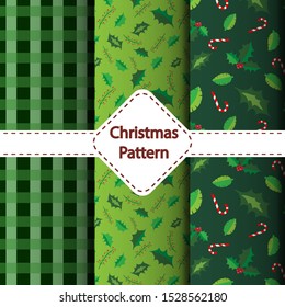 Collection of seamless patterns. Use Merry Christmas and Happy New Year! Set of seamless backgrounds with traditional. 