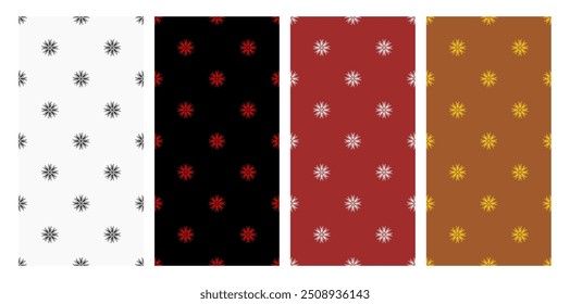 Eine Kollektion nahtloser Muster mit verschiedenen Farben und attraktiven Mustern. Geeignet für Stoff, Papier und Einladungskarten.