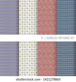Collection of seamless patterns in vintage style. Endless texture for harmonious retro design, advertising, greeting cards, posters, advertising.Abstract background. Vector. Printing on fabric, Wallpa