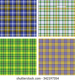 Collection of seamless plaid patterns. Tartan traditional checkered british fabric seamless pattern. 