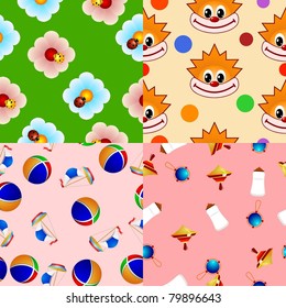collection of seamless textures with toys