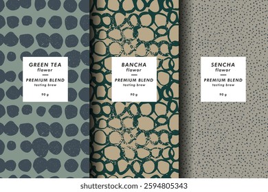 A collection of seamless vector patterns featuring intricate floral designs, perfect for enhancing tea packaging aesthetics. These patterns are ideal for various tea products, adding a touch of elegan