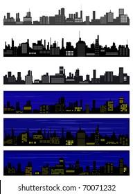 Collection of seamless vector towns